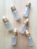 Frosted Glass Bamboo Dropper Bottles - 15ml - 50 Count