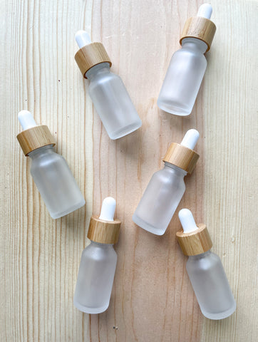 Frosted Glass Bamboo Dropper Bottles - 15ml - 50 Count