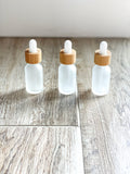 Frosted Glass Bamboo Dropper Bottles - 15ml - 50 Count