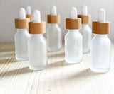 Frosted Glass Bamboo Dropper Bottles - 15ml - 50 Count